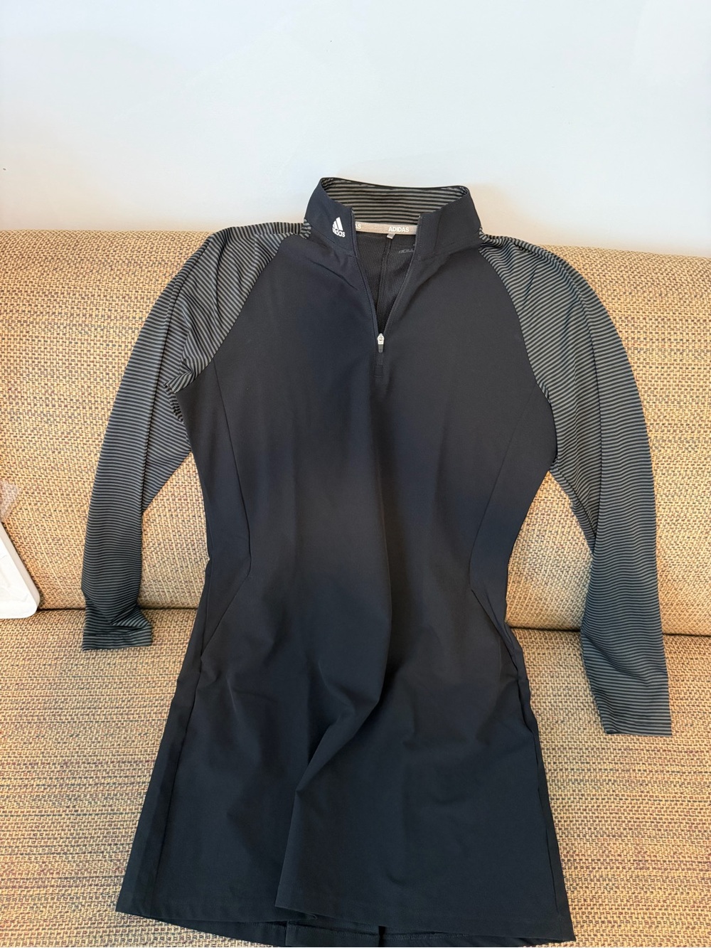 adidas Black Dress with Striped Gray Sleeves